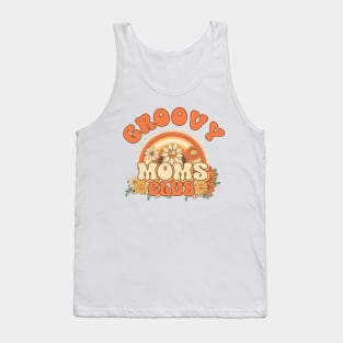 Groovy moms club Retro quote gift for funny mother Vintage floral pattern Tank Top